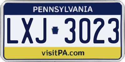 PA license plate LXJ3023