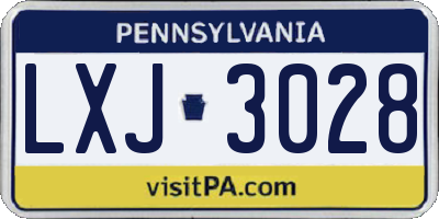 PA license plate LXJ3028
