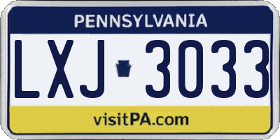 PA license plate LXJ3033