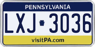 PA license plate LXJ3036