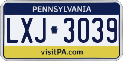 PA license plate LXJ3039
