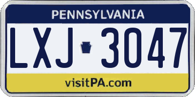 PA license plate LXJ3047