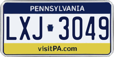 PA license plate LXJ3049