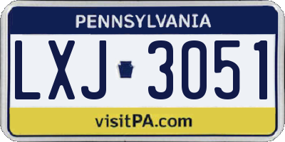 PA license plate LXJ3051