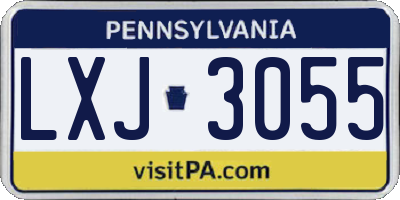 PA license plate LXJ3055