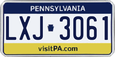 PA license plate LXJ3061