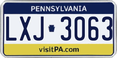 PA license plate LXJ3063