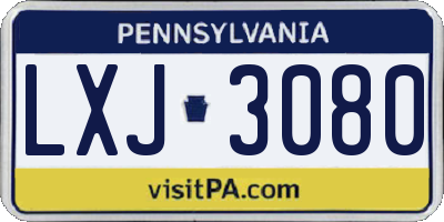 PA license plate LXJ3080