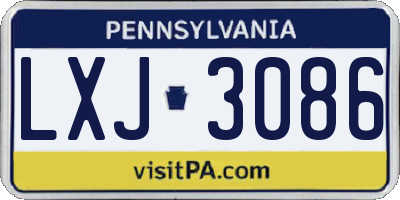 PA license plate LXJ3086