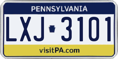 PA license plate LXJ3101