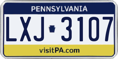 PA license plate LXJ3107