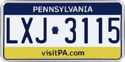 PA license plate LXJ3115