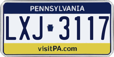 PA license plate LXJ3117