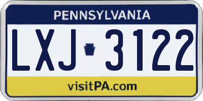 PA license plate LXJ3122