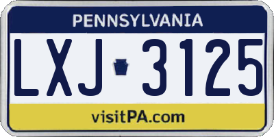 PA license plate LXJ3125