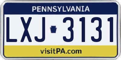 PA license plate LXJ3131