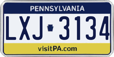 PA license plate LXJ3134