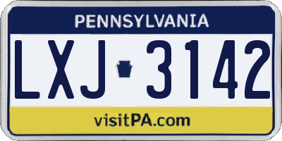 PA license plate LXJ3142