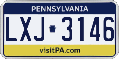 PA license plate LXJ3146