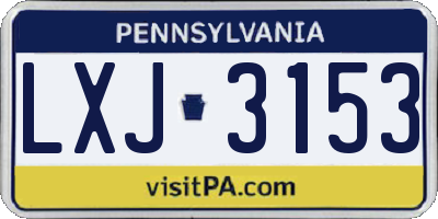 PA license plate LXJ3153