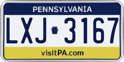 PA license plate LXJ3167