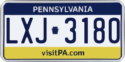 PA license plate LXJ3180