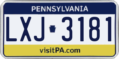PA license plate LXJ3181