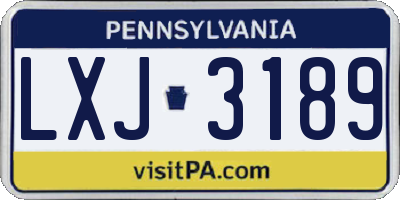 PA license plate LXJ3189