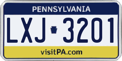 PA license plate LXJ3201