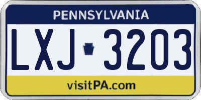 PA license plate LXJ3203