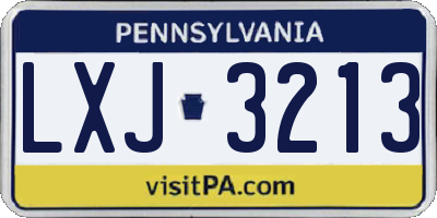 PA license plate LXJ3213