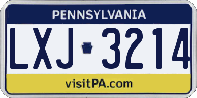 PA license plate LXJ3214