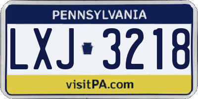 PA license plate LXJ3218