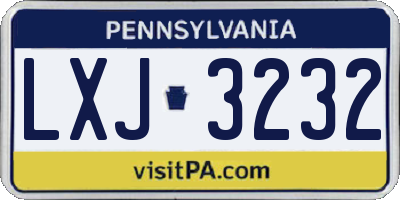 PA license plate LXJ3232
