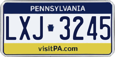 PA license plate LXJ3245
