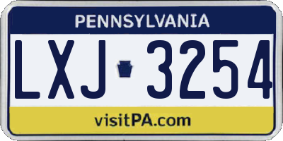PA license plate LXJ3254