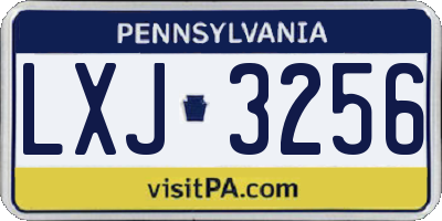 PA license plate LXJ3256