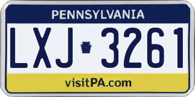PA license plate LXJ3261