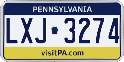 PA license plate LXJ3274