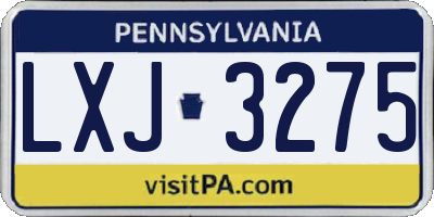 PA license plate LXJ3275