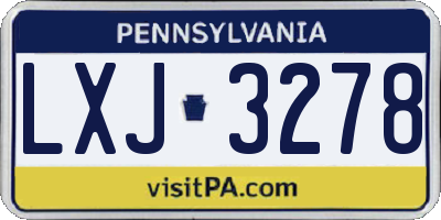 PA license plate LXJ3278
