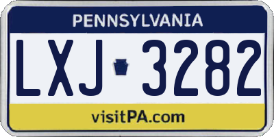 PA license plate LXJ3282