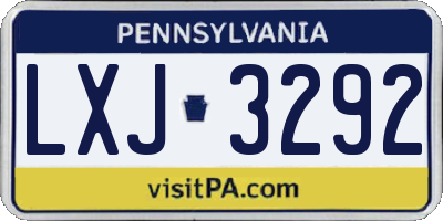 PA license plate LXJ3292