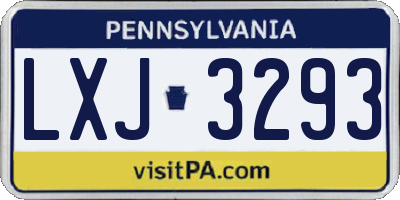 PA license plate LXJ3293