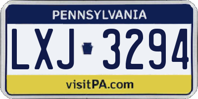 PA license plate LXJ3294