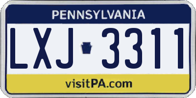 PA license plate LXJ3311