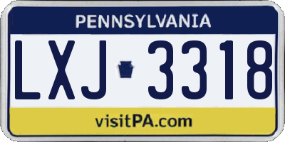 PA license plate LXJ3318