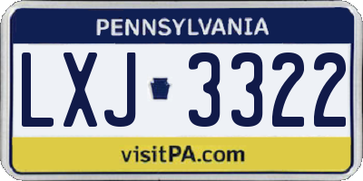 PA license plate LXJ3322