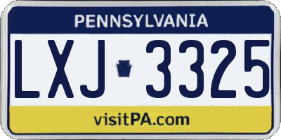 PA license plate LXJ3325