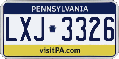 PA license plate LXJ3326